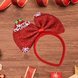 perfeclan Weihnachtsschleifen-Stirnband, Haarreif mit Schleife, Weihnachts-Haarreif für Frauen und Mädchen, Cosplay-Party, Schulveranstaltungen, Rot