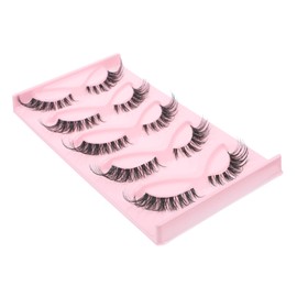 WOONEKY 5 Pairs Fox Eye False Eyelash Strips Comfortable Lightweight Makeup Lashes for Daily Use Bulk Pack for Special Occasions for Weddings Parties