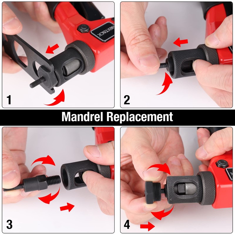 NEXTACK Rivet Nut Tool Mandre & Nosepiece Set M5, M6