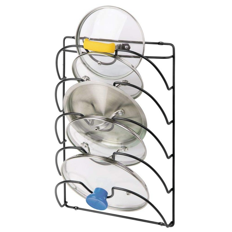 mDesign Metal Wire Pot and Pan Lid Rack Organizer for