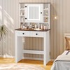 SANYOAC Farmhouse Vanity Desk with Mirror and Lights, Makeup Vanity
