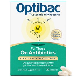OptiBac Optibac Probiotics for Those on Antibiotics - Vegan Digestive Probiotic Supplement with 4.5 Billion Bacterial Cultures - Researched Alongside Antibiotics - 20 Capsules