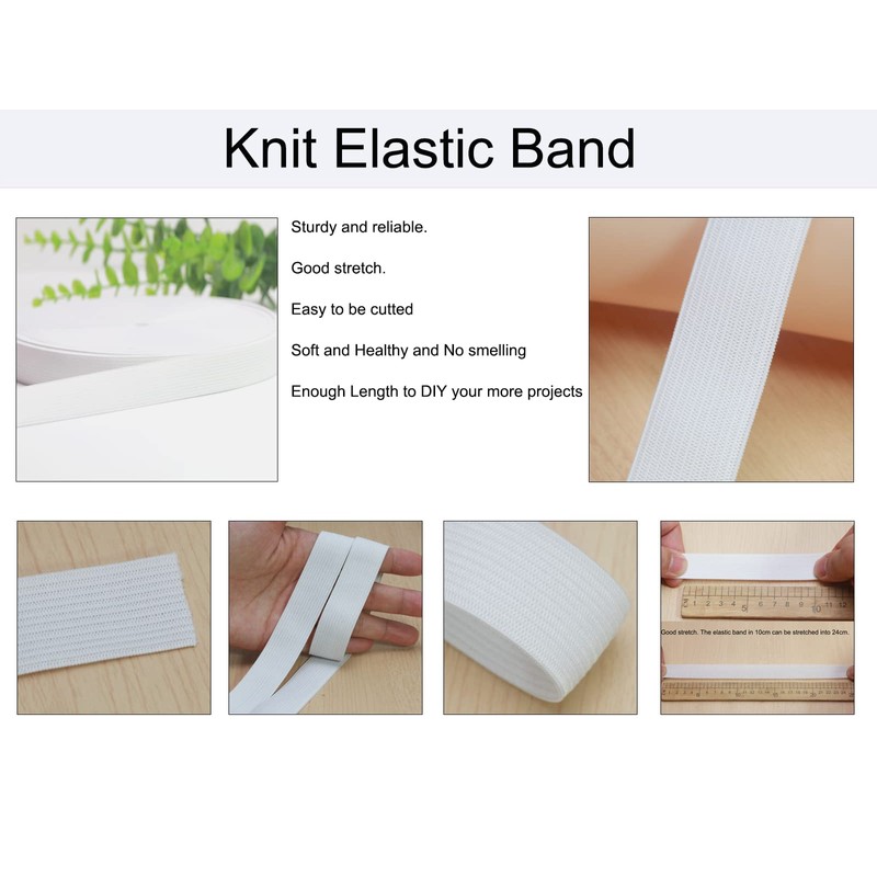 White Knit Elastic Band for Sewing 3/4 inch 40 Yards