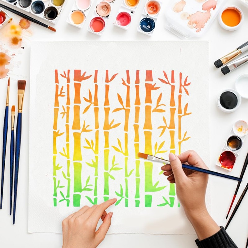 MAYJOYDIY Bamboo Painting Stencil Bamboo Forest Leaves Stencil 30 x