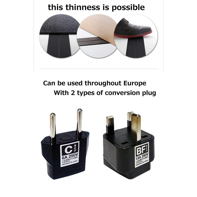 World's Thinnest 0.9mm Electrical Cable Flat Cord Flatcode (2m, Black)