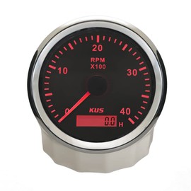 KUS 85mm Diesel Tachometer 4000RPM Gauge REV Meter with Hour Meter with Red and Yellow Backlight