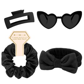 TIOSRU 4 PCS Bridesmaid Proposal Gifts-black Spa Headband, Hair Clip, Scrunchie, Sunglasses for Bridesmaid Gifts Box Hair Accessories for Bridal Shower Bachelorette Party Favors
