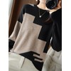 unifiss 033A Knit, Bi-Color, Pattern, Crew Neck, Long Sleeve, Cute,