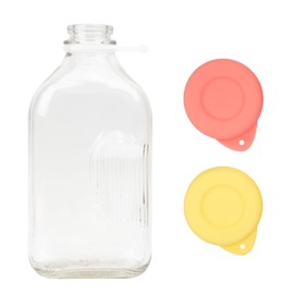 Purekra 2 Pack Silicone Glass Bottle Replacement Caps, 48mm Diameter Bottle Lids Fit Stanpac & Libbey & Stock Your Home & The Dairy Shoppe Milk Glass Bottles. Reusable and Airtight Bottle Caps