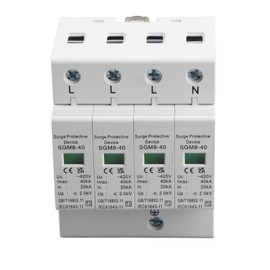 Surge Arrester, Overvoltage Protection DIN Rail, 4P 40KA Home Surge Din Rails Low Voltage Protection Arrester Device for Thunder Protection