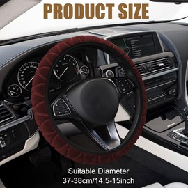 Lecctso Lecctso Fuzzy Steering Wheel Cover, Universal 15'' Steering Wheel Protector, Anti-Slip Car Wheel Covers with Soft Plush for Women Men, Car Interior Accessories for Most Models