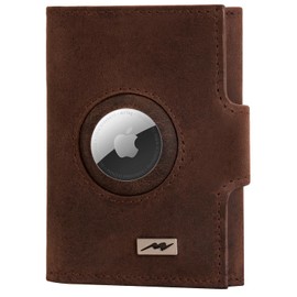 Marc Peter® Washingon Leather Slim Wallet - Airtag Wallet with Coin Compartment | RFID Protection Small Mini Wallet Credit Card Holder, brown, Classic