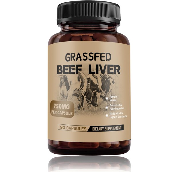 Generic Grass Fed Beef Liver Capsules, Supports Energy Production, Detoxification,