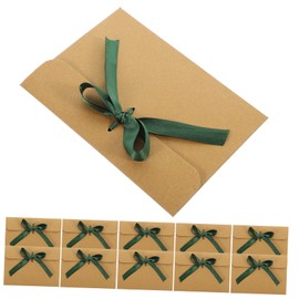 STOBOK Envelope with Ribbon 50pcs European Envelope Green Ribbon Kraft Paper Envelope with Bow