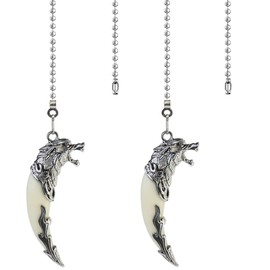 OMYZERO 12Inch Metal Wolf Ceiling Fan Pull Chain Extender with Ball Chain Connector, Pull Chains for Ceiling Fans and Lights, Decorative Fan Pull Chain Pendant Extension