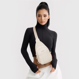 LOVEVOOK Sling Bag for Women, Puffer Crossbody Bags for Women, Sling Backpack Travel Purse Hiking Daypack with Detachable Strap