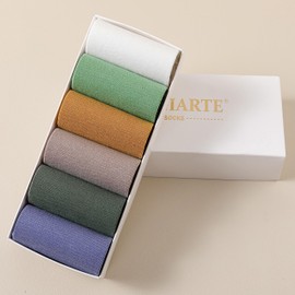 MAGIARTE Women's Mini Crew Ankle Socks Pure Cotton Sporty Leisure Socks for Women, DE-Mini Crew Socks Color #03 (6 Pairs)