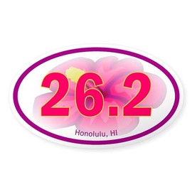 CafePress Honolulu Marathon 26.2 Euro Oval (Flower) Sticker Oval Car Bumper Sticker
