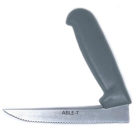ABLE-T Serrated Right Angle Knife, Approved by a Certified Occupational Therapist - 1 Count, Grey
