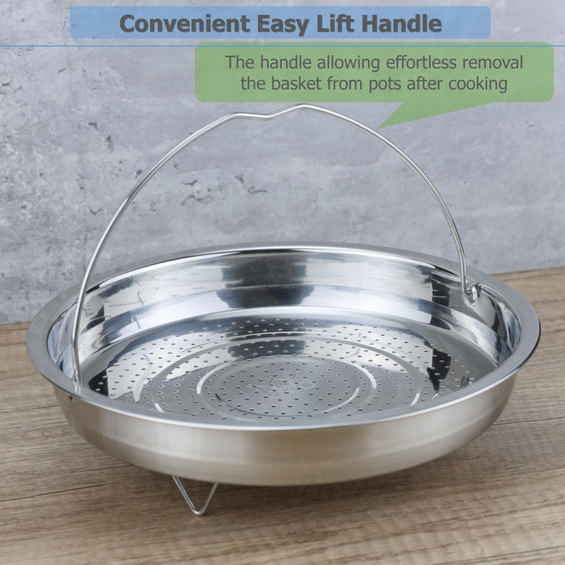 EIKS Stainless Steel Mesh Steamer Basket with Easy Lift Handle