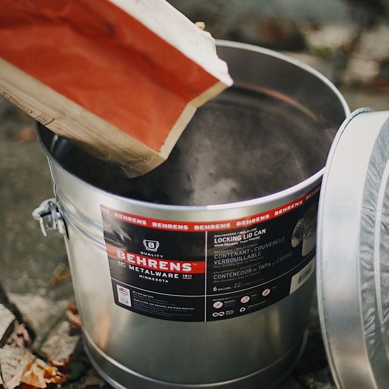 Behrens 6 Gallon Galvanized Steel Storage Can or Waste Bin