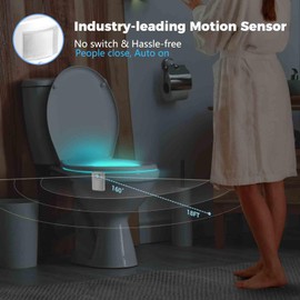 Aomofun Toilet Night Light [2 Pack], Motion Sensor Activated Bathroom LED Bowl Nightlight - Cool Gadget for Home Decor & Stocking Stuffer - Gag Gift Item for Men, Boys, Teens and Dad