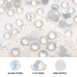 Novani 576 Pieces Flatback Rhinestones Glass Round Gems White opal Crystals for Nail Art DIY Crafts Clothes Shoes,SS30,6.4-6.6mm
