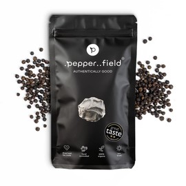 Pepper Field Kampot Pepper Black - Premium Black Peppercorns Made entirely from Cambodia, Fresh & Aromatic, Whole Peppercorns for Mill & Kitchen, Great Taste, Ideal for Cooking & Grilling, 250 g