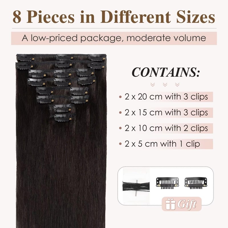 Tess Clip-In Real Hair Extensions, Remy Human Hair Extensions for