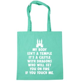 Hippowarehouse My Body Isnt A Temple Quote Tote Shopping Gym Beach Bag 42cm x38cm, 10 litres