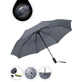 FARE Oversized Pocket Umbrella Skylight - Effective Umbrella with LED Interior Lighting and Hanging Function, gray