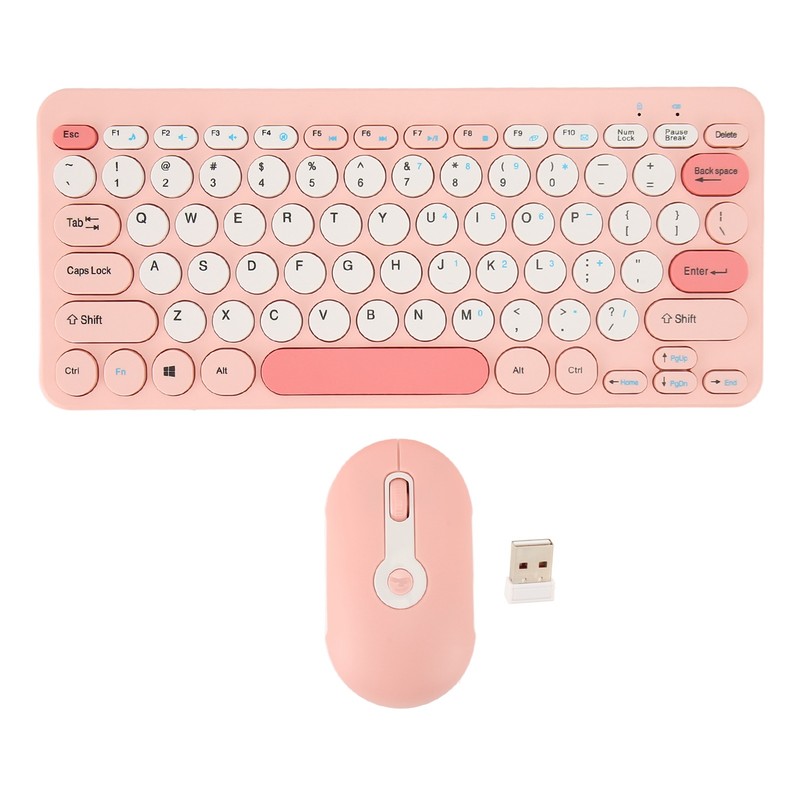 Wireless Keyboard Mouse Set Stylish Slim Round Keycaps Mute Ergonomic