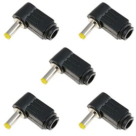 1.7mm x 4.0mm Male Plug Right Angle L Jack DC Power Tip Connector (Pack of 5)