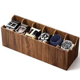 BATUBEAT Belt Organizer for Closet, Belt Organizer for Drawer with 6 Compartments, Belt Storage Organizer for Men Women for Watches, Belt, Scarves, Bracelets, Jewelry, Tie Container Display Holder