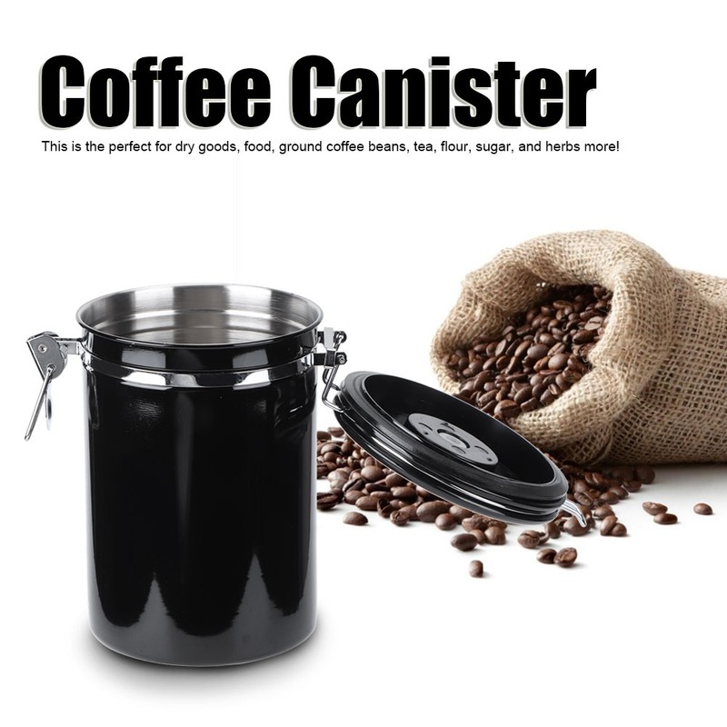 Stainless Steel Sealed Canister Coffee Bean Flour Sugar Container Holder
