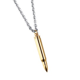 FCZDQ Bullet Ashes Necklace Holder Memorial Keepsake Stainless Steel Urn Pendant Necklace Cremation Jewelry,Gold