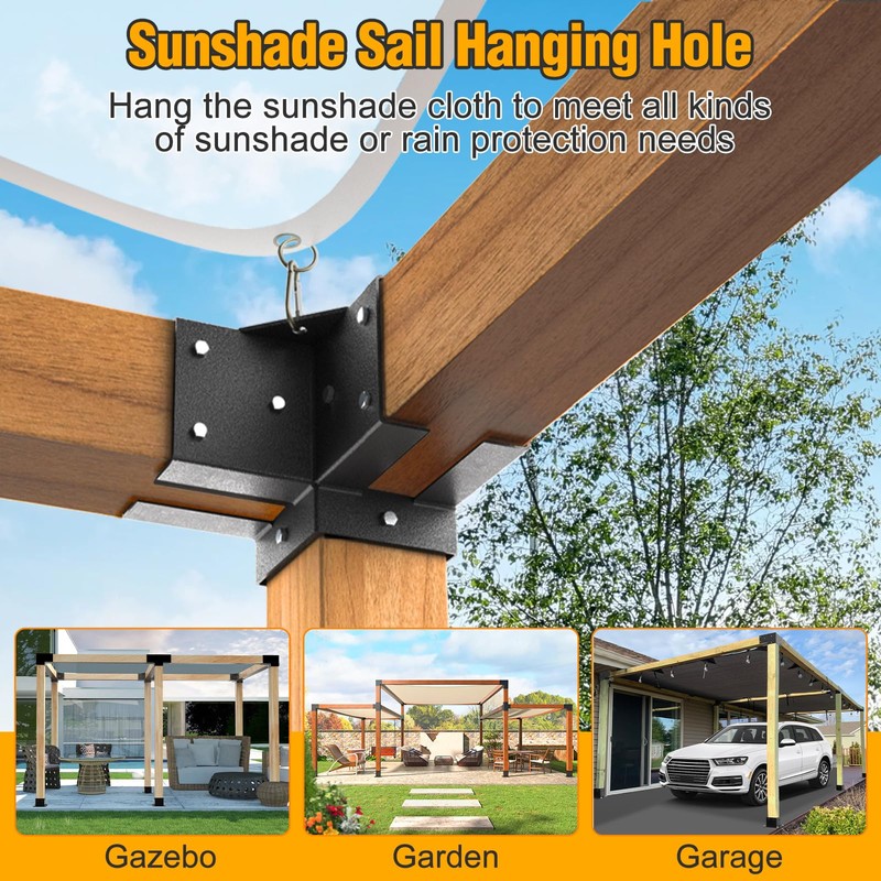 Eapele Pergola Kits with 3-Way & 4-Way Corner Brackets for
