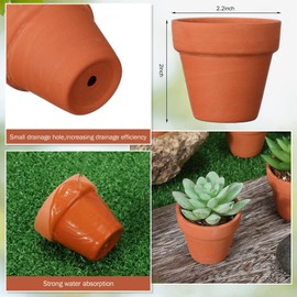 Sliner 150 Pcs Small Clay Pots 2 Inch Terracotta Plant Pots Plant Planters Bulk with Drainage Hole Mini Terra Cotta Cactus Flower Nursery Succulent Terracotta Planter for Indoor Outdoor Craft Wedding