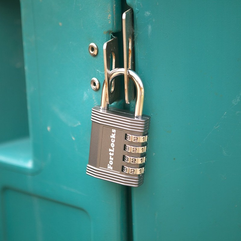 FortLocks Padlock - 4 Digit Combination Lock for Gym Outdoor
