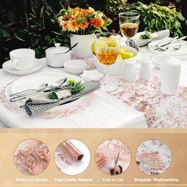 BDDC 6 Pieces Rose Gold Table Runner, 11"x108" Glitter Foil Metallic Thin Mesh Table Runner Decor Rolls, Gold Centerpieces Table Decorations for Party Wedding Christmas Thanksgiving Valentine