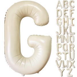 Cream White Letter G Balloons, 40 Inch Giant Letter Balloons G Foil Mylar Helium White Letter Balloons for Birthday Party Supplies Anniversary Event Celebration Decorations Alphabet White G