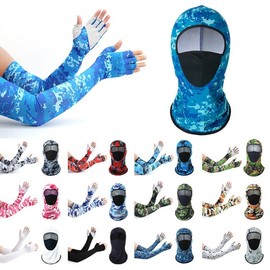 Summer Outdoor Sun Protection Ice Silk Full-Finger Long Sleeve Fishing & Cycling Gloves Size/Camouflage Orange 5ea