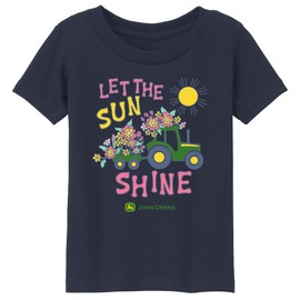 John Deere Toddler Girls Flower Tractor Let The Sun Shine Tshirt in Navy Blue (US, Age, 4 Years, Navy Blue)