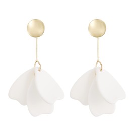 RUOFFETA Acrylic Petal Earrings for Women, Long Rose Petal Dangle Earrings Boho Flower Statement Earrings Floral Jewelry(White B)
