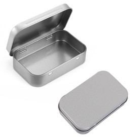 CHENLONB Tin Can Mini Box, Metal Storage Case, Small Storage Case, With Lid, Rectangular, Accessory Case, Divided Container, Part Box, Set of 2, Approx. 3.7 x 2.4 x 0.8 inches (9.5 x 6 x 2.2 cm)