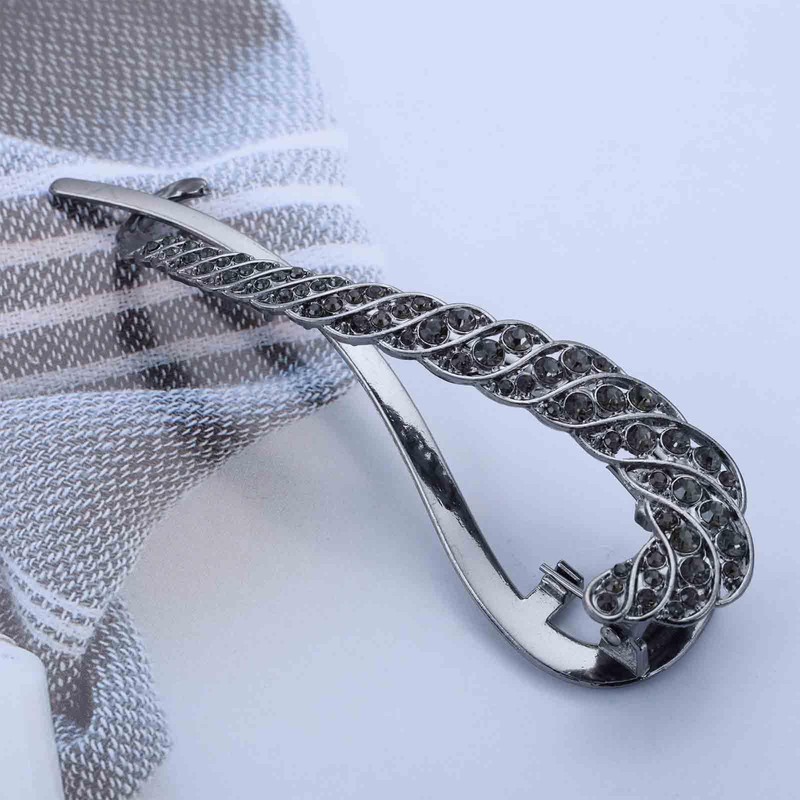 Jugielu Large Rhinestone Hair Clips Black Cz Hair Barrette Clip