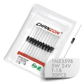 (Pack of 20) Chanzon 1N5359B 1N5359 Power Zener Diode 5W 24V T-18 (CASE17-02) Axial Diodes 5 Watt 24 Volt
