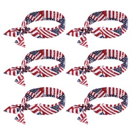Ergodyne Chill Its 6700 Cooling Bandana, Evaporative Polymer Crystals For Cooling Relief, Tie For Adjustable Fit, 6-Pack, Stars & Stripes