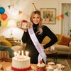Party to Be Birthday Queen Sash White Embroidered Sash for
