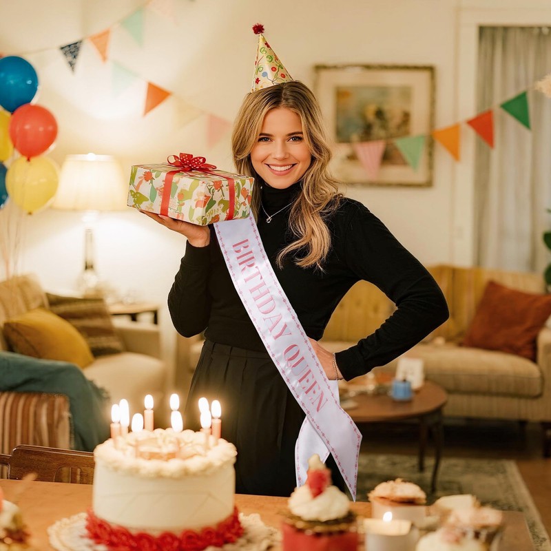 Party to Be Birthday Queen Sash White Embroidered Sash for